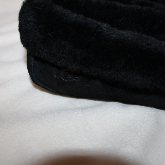 NIB UGG WOMEN'S SPILL SEAM SHEARLING SUEDE SLIPPERS BLACK - Picture 5 of 8